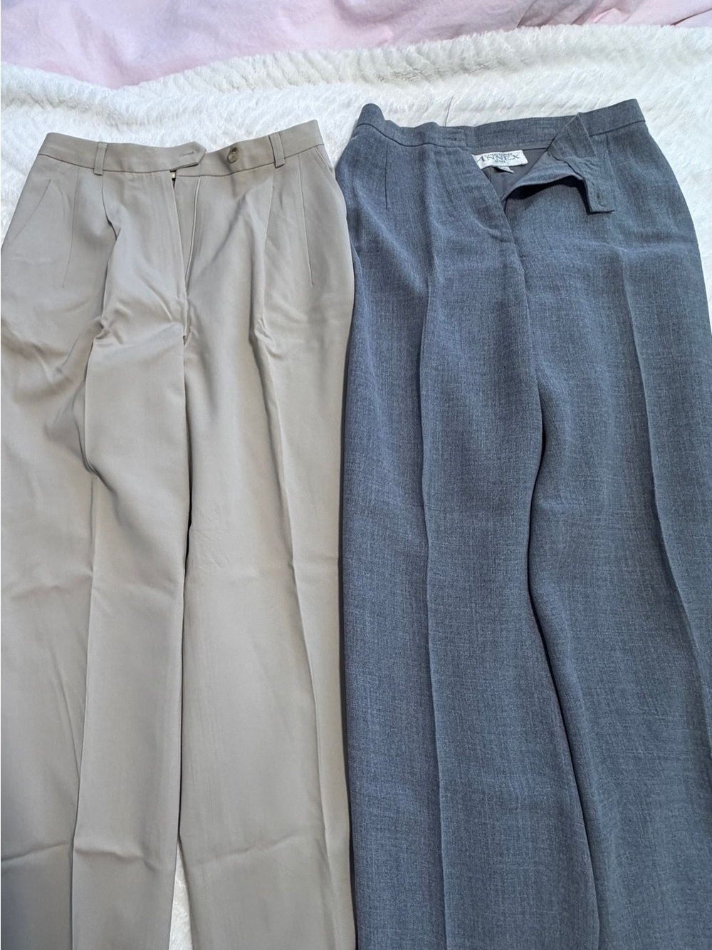 2 pairs! Size 2 Petite - Beige and Charcoal Grey Slim Dress Trousers - Picture 10 of 10